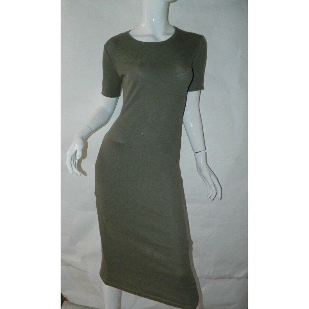 Anthropologie Tavik Dress Green Rib‎ Knit  Maxi Length Scoop Neck Small